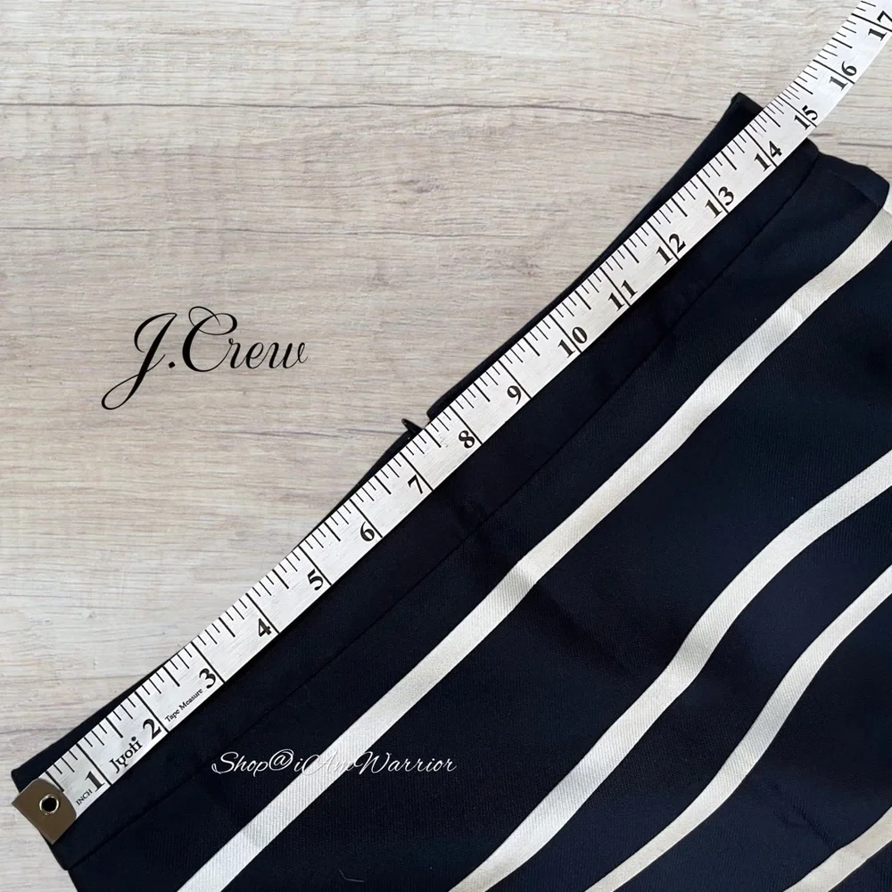 J.Crew navy blue & off white banded striped sleek pencil skirt *shop@iamwarrior